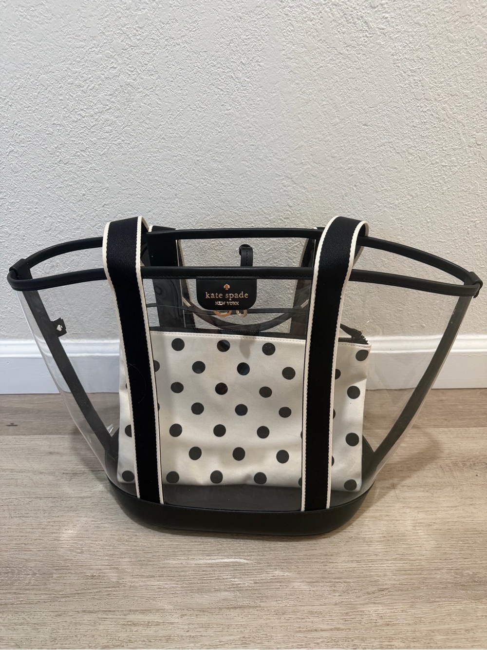 kate spade Clear Tote with Black Trim and Polka Dot Insert